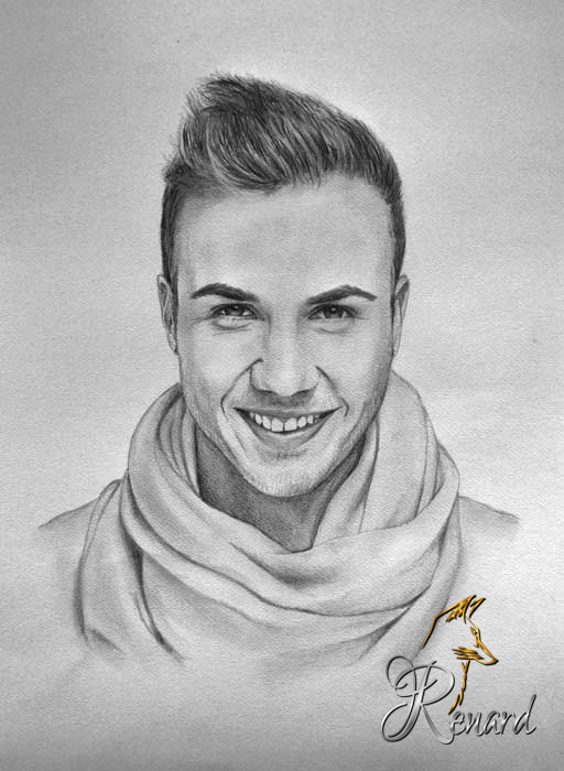 Bleistiftzeichnung Mario Goetze