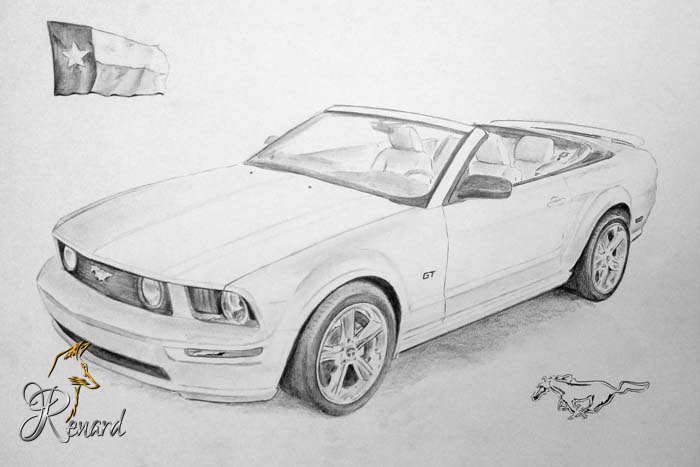 Bleistiftzeichnung vom Mustang